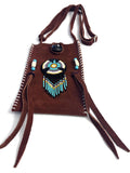 Small Handmade Medicine Leather Bag with Seed Bead Work