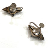 Old Vintage Turquoise Sterling Screw Back Earrings (E006)