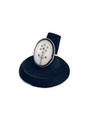 Old Pawn Sterling Silver & Mother Of Pearl Wildflower Inlay Zuni Ring (R055)