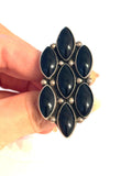 Apache Silversmith Darrel Victor Sterling Silver & Onyx Cluster Ring Size 9