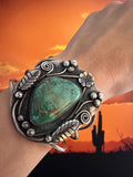 Vintage Navajo Handmade 3 Strand Sterling Silver & Natural Turquoise Blossom Cuff Bracelet