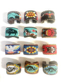 Unisex Leather Beaded Wide Cuff Bracelet / Bead Work Design