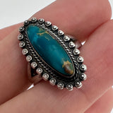 Sz. 5.5 Vintage Bell Trading Post Sterling Silver & Turquoise Ring (A036)