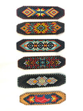 Unisex Leather Beaded Wide Cuff Bracelet / Bead Work Design