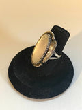 Vintage Navajo Mother of Pearl Sterling Silver Ring, Size 6.5