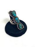 Size 7.5 Vintage Native American Sterling Silver & Turquoise Ring.  A035