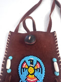 Small Handmade Medicine Leather Bag with Seed Bead Work