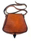 Vintage Leather Crossbody Bag, Southwestern Style, Woven Textile Leather Purse
