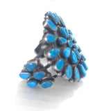 Vintage Native American Solid Sterling Silver & Turquoise Cluster Bracelet Cuff 111 Grams (B063)
