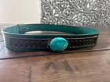 Leather Hat-band with Turquoise Stone, Adjustable, Cowgirl Hat Accessory