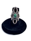 Old Vintage Sand Cast Sterling Silver & Green Turquoise Ring Size 6. (A027)