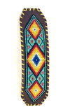 Unisex Leather Beaded Wide Cuff Bracelet / Bead Work Design