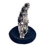 Size 6, Vintage Native American Statement Sterling Silver Ring with Onyx Stones