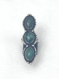 Sz 7.25 Long Sterling Silver & Turquoise Native American  Ring