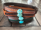 Leather Hat-band with Turquoise Stone, Adjustable, Cowgirl Hat Accessory