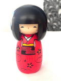 Usaburo Kokeshi Doll - Red Kimono Wooden Doll 5.70 Inches