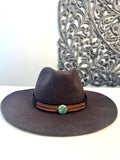 Leather Hat-band with Turquoise Stone, Adjustable, Cowgirl Hat Accessory