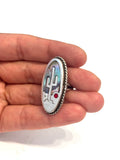 Mexican Vintage Abalone, Sterling Silver Saguaro Cactus Ring