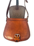 Vintage Leather Crossbody Bag, Southwestern Style, Woven Textile Leather Purse