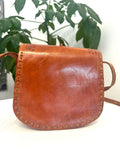 Vintage Boho Hand Tooled Leather Crossbody Bag/ Adjustable Strap