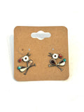 Vintage Zuni Roadrunner Sterling Silver And Multi-Stone Inlay Earrings