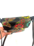 Mexican Hand Tooled Leather Crossbody Bag/ Adjustable Strap