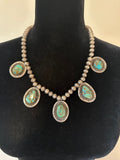Vintage Native American Sterling Silver & Nevada Turquoise Pendant Necklace