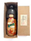 Handmade Japanese Kokeshi Wooden Doll, Burnt Wood Design, 9.5"