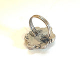 Size 7.25 Vintage Native American Sterling Silver & Turquoise Cluster Ring A006