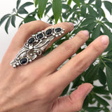 Size 6, Vintage Native American Statement Sterling Silver Ring with Onyx Stones