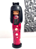 9'' Kokeshi Doll /Vintage Japanese Art/ Handmade / Wood Carved Girl Doll