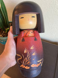 10" Vintage Japanese Kokeshi Doll, Hand-Carved Kimono Art