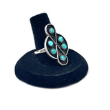 Vintage Sterling Silver Zuni Turquoise Snake Eye Statement Ring Size 8.75 - 5 grams