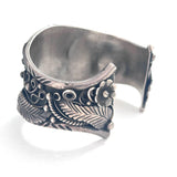 Vintage Native American Turquoise Ornate Sterling Silver Squash Blossom Cuff Bracelet B022