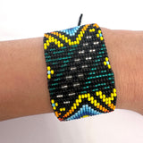 Beaded Wide Bracelet, Multi-Color Tiny Beads, Tribal Jewelry