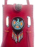 Small Handmade Medicine Leather Bag with Seed Bead Work