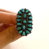 Size 5.5 Vintage Zuni/ Navajo Museum Quality Sterling Silver & Turquoise Ring, Unsigned, (A189)