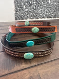 Leather Hat-band with Turquoise Stone, Adjustable, Cowgirl Hat Accessory