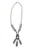 Vintage Navajo Sterling Silver & Mother of Pearl Feather Necklace, By S. A. ARVISO (N010)