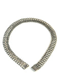 Vintage Mexican Sterling Silver Wide Woven Collar Statement Choker Necklace 45 Gr.