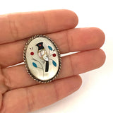 Vintage Zuni Sterling Silver Bird Inlay Ring, Size 6.5
