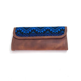 Guatemalan Leather Trifold Wallet, Embroidered Mayan Design Wallet With Check Book Slit