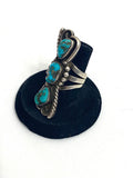 Size 7.5 Vintage Native American Sterling Silver & Turquoise Ring.  A035