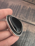 Large Tom Coriz Santo Domingo Black Onyx & Sterling Silver Ring SZ 8 3/4