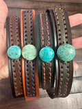 Leather Hat-band with Turquoise Stone, Adjustable, Cowgirl Hat Accessory