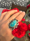 Sz 7, Vintage Navajo Sterling Silver & Turquoise Ring (A212)