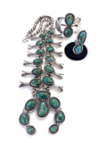Vintage Navajo Sterling Silver Nevada Turquoise Squash Blossom Set