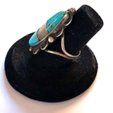 Size 7.5 Vintage Navajo Sterling Silver Turquoise & MOP Ring (A080)