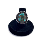 Size 6.75  Vintage Nevada Turquoise Sterling Silver Ring (A052)