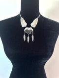 Intricate Vintage Navajo Sterling Silver Onyx Necklace (N023)